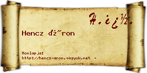 Hencz Áron névjegykártya