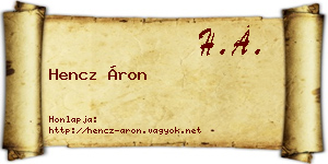 Hencz Áron névjegykártya